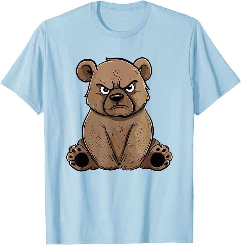 Colorful Grizzly Bear Art I Kids Grizzly Bear Grumpy Grizzly Bear T-Shirt - Baby Blue