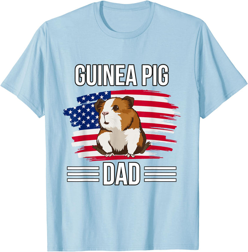 Funny Guinea Pigs Outfits Cavy US Flag 4th Of July Father's Day Guinea Pig Dad T-Shirt - Baby Blue