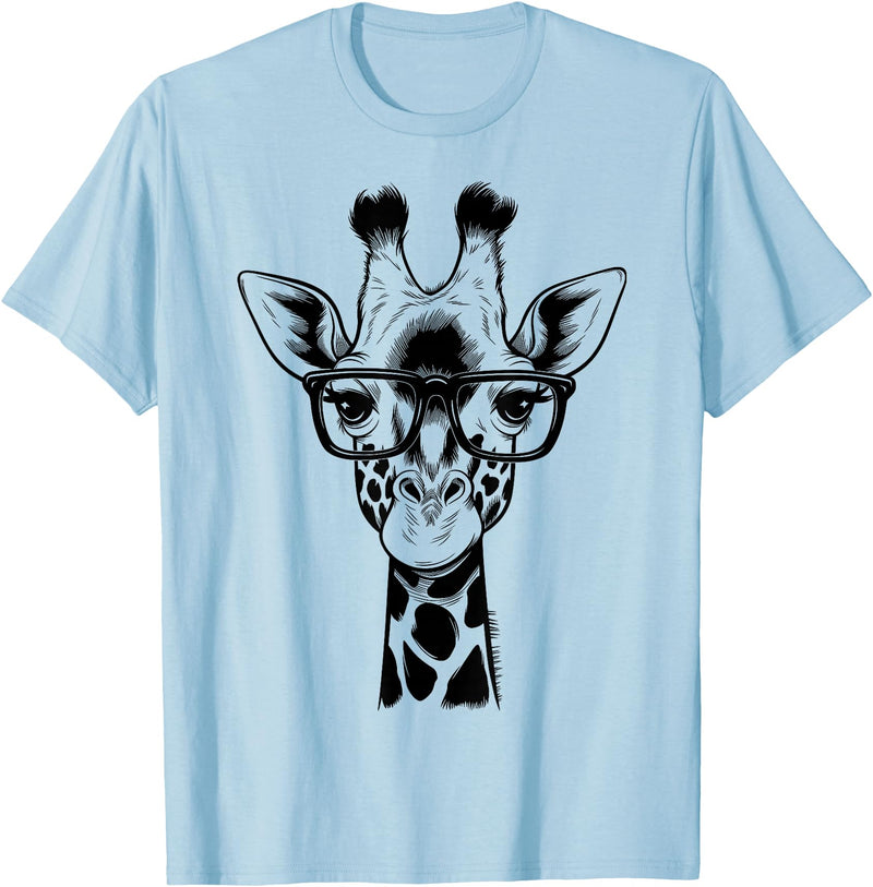 Cute Funny Giraffe Cool Summer Casual Graphic Tees Cute Giraffe Graphic Casual Summer Funny Cool Animal Lover T-Shirt - Baby Blue