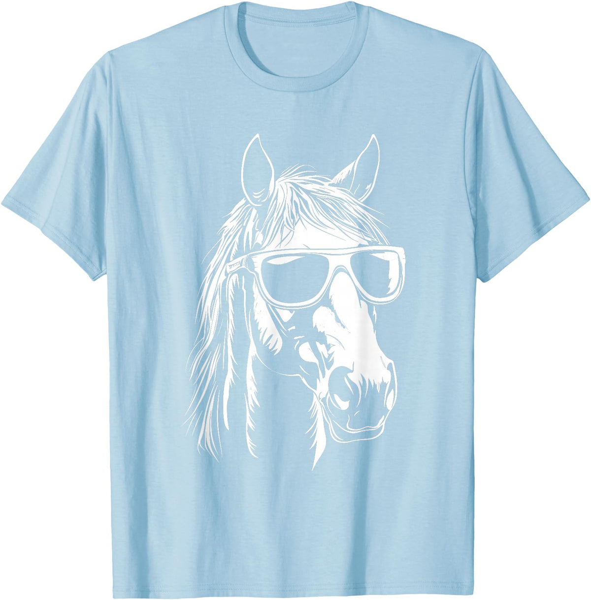 FunnyHorseCo. Funny Horse Sunglasses T-Shirt - Straight - Baby Blue