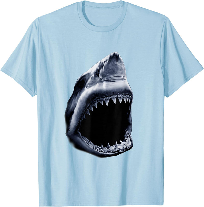 Shark Vibes Great Shark Face Graphic Ocean Bite Lovers Giant T-Shirt - Baby Blue