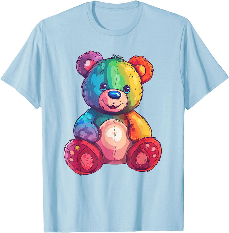 Cute Teddy Bear I Teddy Art I Kids Teddy Bear Colorful Teddy Bear T-Shirt - Baby Blue