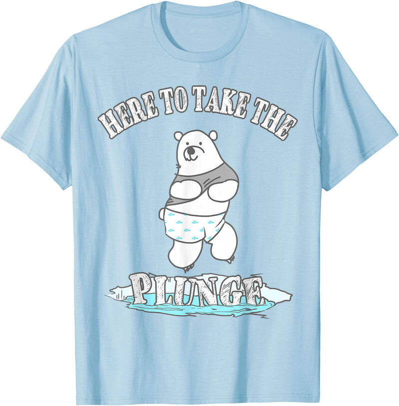 TLHM Polar Bear Gifts Here To Take The Plunge - Polar Bear Freezing Water Plunge T-Shirt - Baby Blue