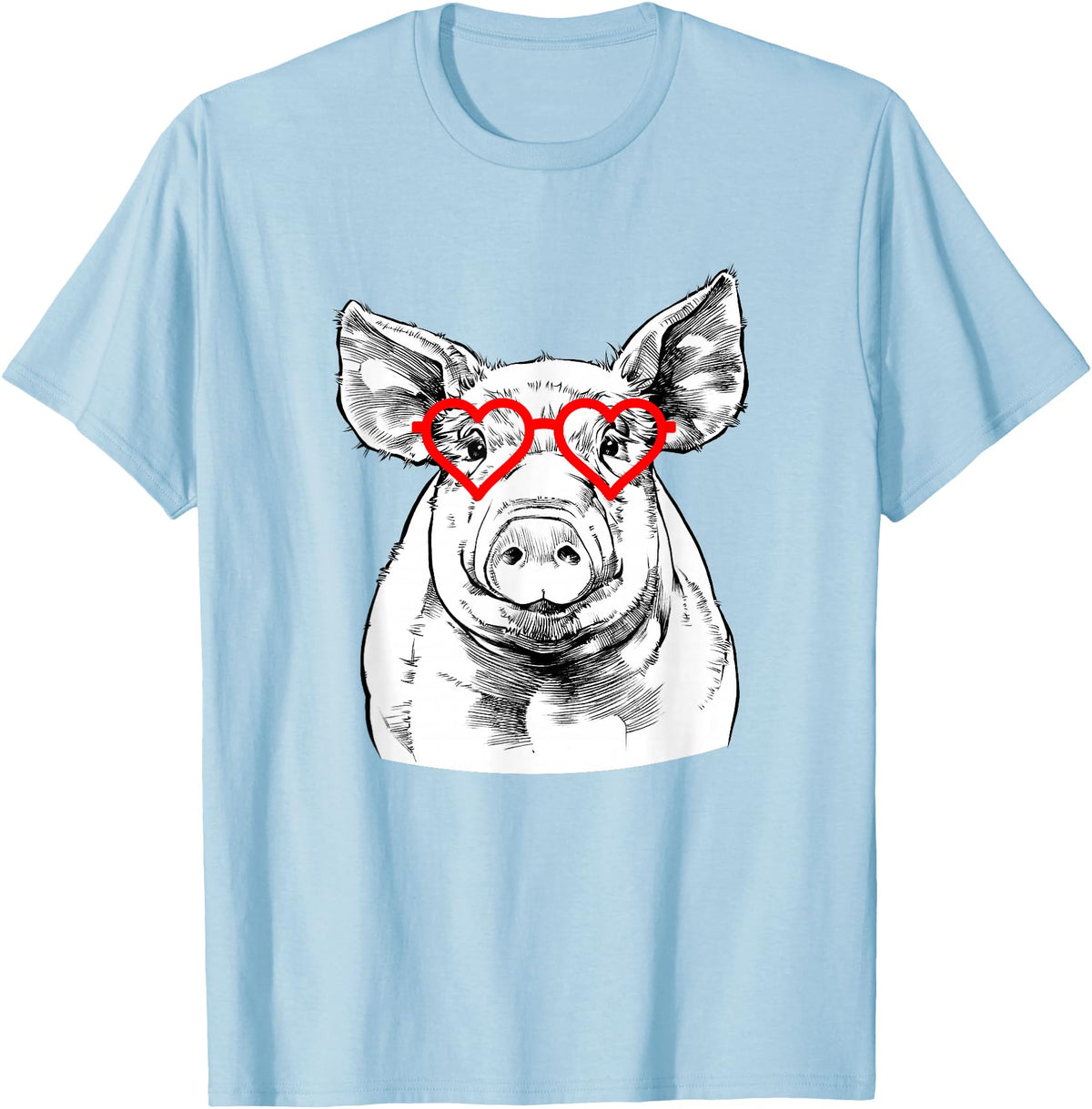 The Pawster Pig Valentines Day Farm Animal Lover T-Shirt - Baby Blue