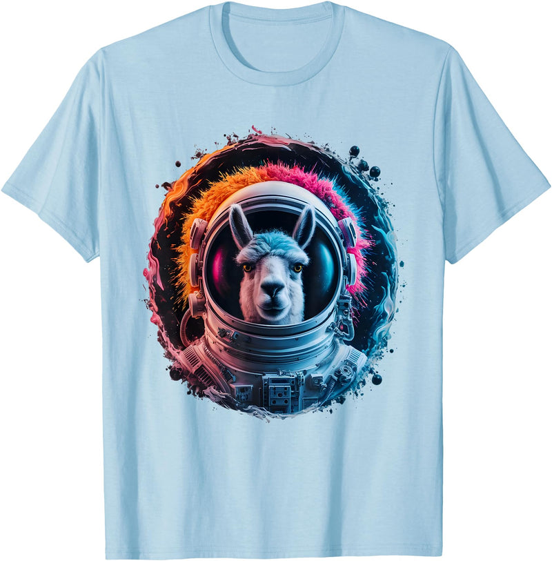 Click For Cool Space Animal Astronaut Designs Llama Men Woman Llama Colorful Space Astronaut Llama T-Shirt - Baby Blue