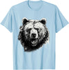 Forest Animal Art Bear Animal Art Portrait Wildlife Nature Artwork Drawing T-Shirt - Baby Blue