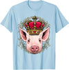 Wowsome! King Pig Wearing Crown - Queen Pig Animal T-Shirt - Baby Blue