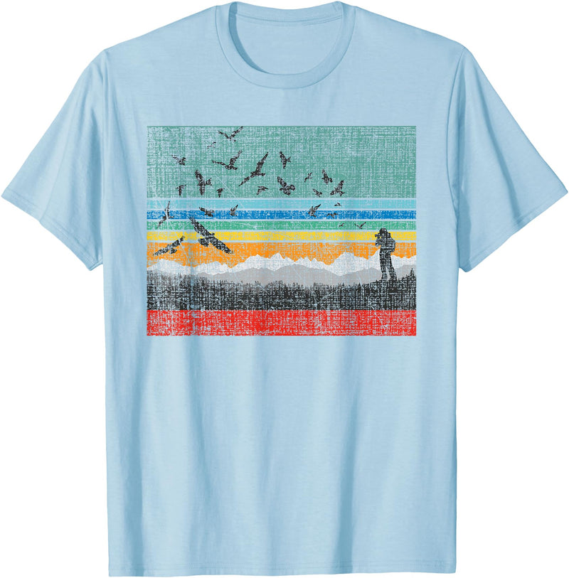 Birding & Bird Lover Shirts Retro Birding Bird Watching Bird Watcher Birder T-Shirt Small - Baby Blue