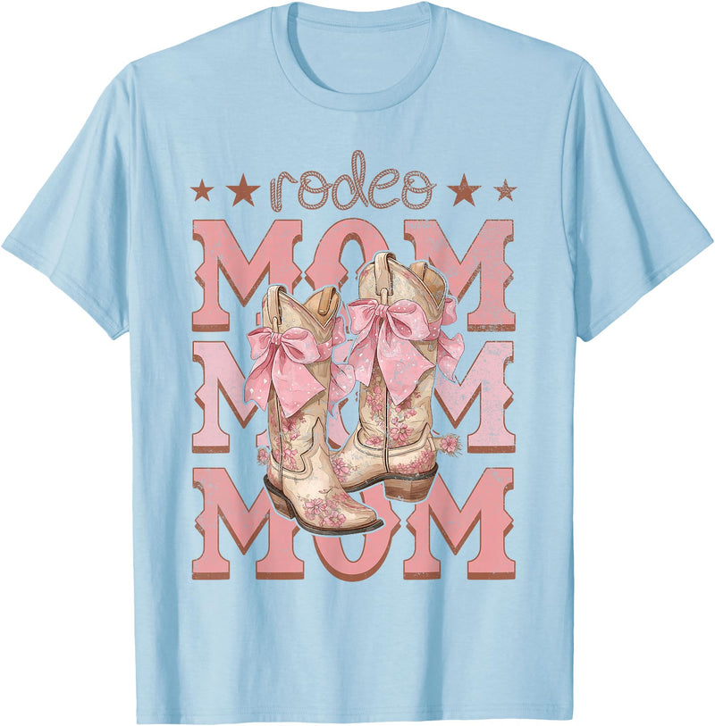 Country CowGirl Western Family Matching Rodeo Mom Pink Boots Coquette Cow-Girl Birthday Party T-Shirt - Baby Blue