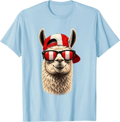Peru Patriotic Co Patriotic Llama Peru Peruvian Flag T-Shirt