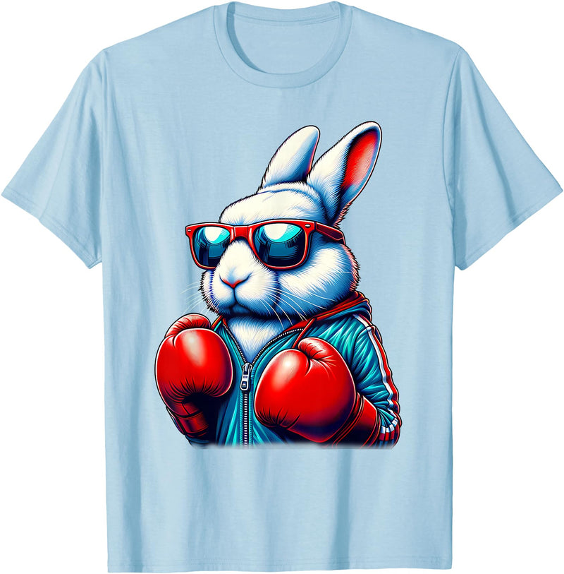 Happy Easter Bunny Boxing Rabbit Men Women Kid T-Shirt in Baby Blue