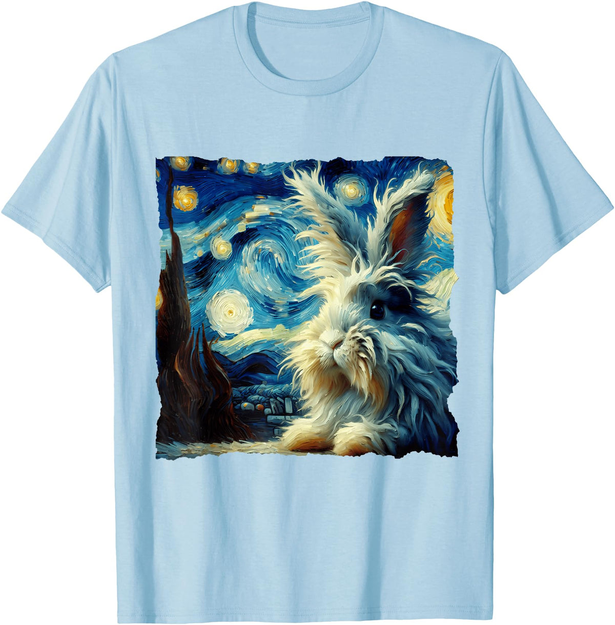 Lionhead Rabbit Starry Night T-Shirt in Baby Blue