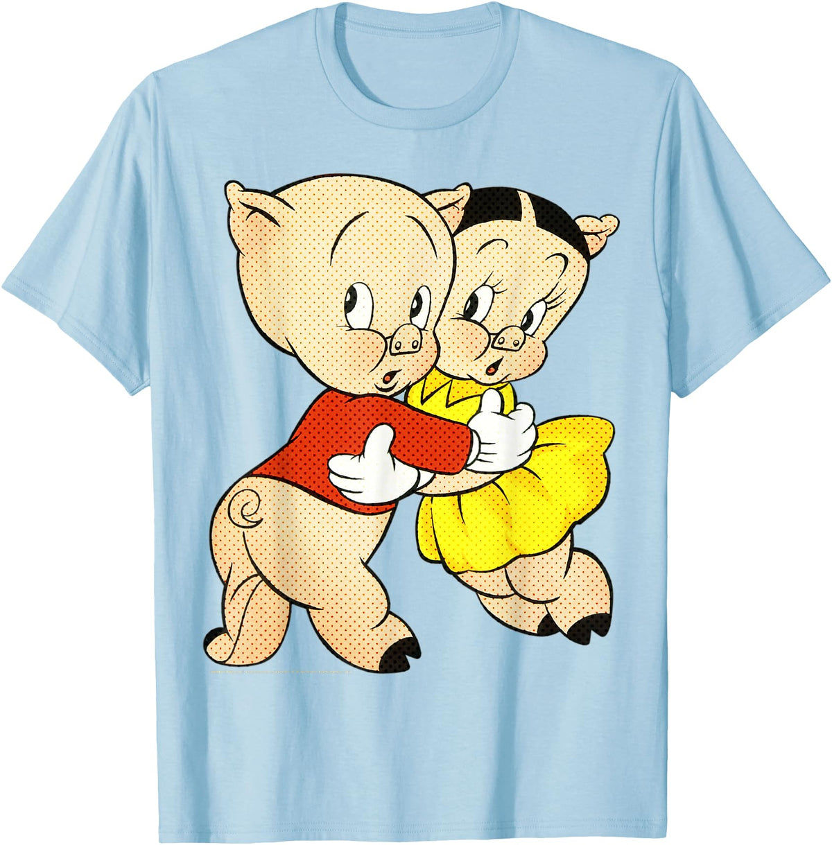 Looney Tunes Porky & Petunia Pig Portrait T-Shirt - Baby Blue