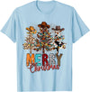 Cowboy Merry Christmas Tree Western Xmas Gifts Merry Christmas Trees Western Cowboy Buffalo Plaid Leopard T-Shirt - Baby Blue