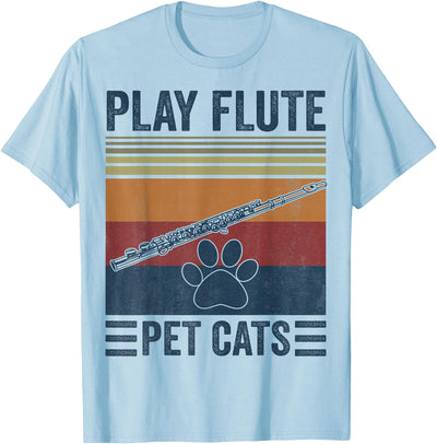 Cat And Flute Funny Cat lover and Flute Player - Pet Cats Play Flute T-Shirt