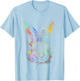 Rabbit Animal Art Colourful Artwork R T-Shirt in Baby Blue