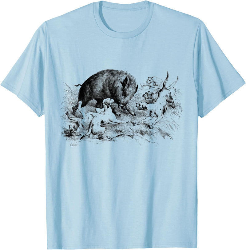 Boar hunting Wild Boar Hunter Pig Hog Hunting T-Shirt - Baby Blue