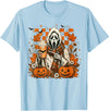 Halloween Pumpkin Ghost Autumn Leaves Graphic Cute Spooky Ghost Fall Halloween Coffee Latte Autumn Pumpkin T-Shirt - Baby