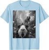 Vintage Cute Guinea Pig Bootleg Streetwear Graphic Funny Guinea Pig Selfie with T-Rex Dinosaur Dino Graphic T-Shirt - Baby Blue