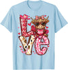 Highland Cow Valentine Tees Love Western Highland Cows Valentine Cowgirl Hat T-Shirt - Baby Blue