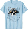 Forest Illustration Bear Art Nature Bear Wearing Sunglasses Wildlife Artwork Graphic Bear T-Shirt - Baby Blue