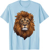 Lion's Strength Apparel Lion Head Majestic Mane Detailed Art Powerful Strong Lion T-Shirt - Baby Blue