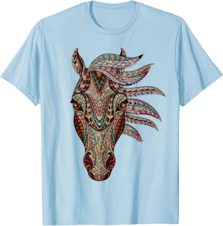 Horse Art Studios Horse Tribal Abstract Art Native American Style T-Shirt - Baby Blue