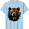 Forest Animal Art Bear Portrait Splash Forest Artwork Animal Lovers Motif T-Shirt - Baby Blue