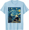Bear Designs. Cute Panda Bear Van Gogh Style Starry Night Graphic T-Shirt - Baby Blue