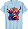 Funny Highland Cow Lover Colorful Highland Cow T-Shirt - Baby Blue