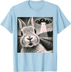 Funny Rabbit Bunny Selfie UFOs T-Shirt in Baby Blue