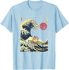 Hamster Kanagawa Wave Funny Surf Animal T-Shirt - Baby Blue
