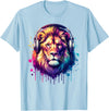 Funny Animal With Headphones Lion With Headphones T-Shirt - Baby Blue
