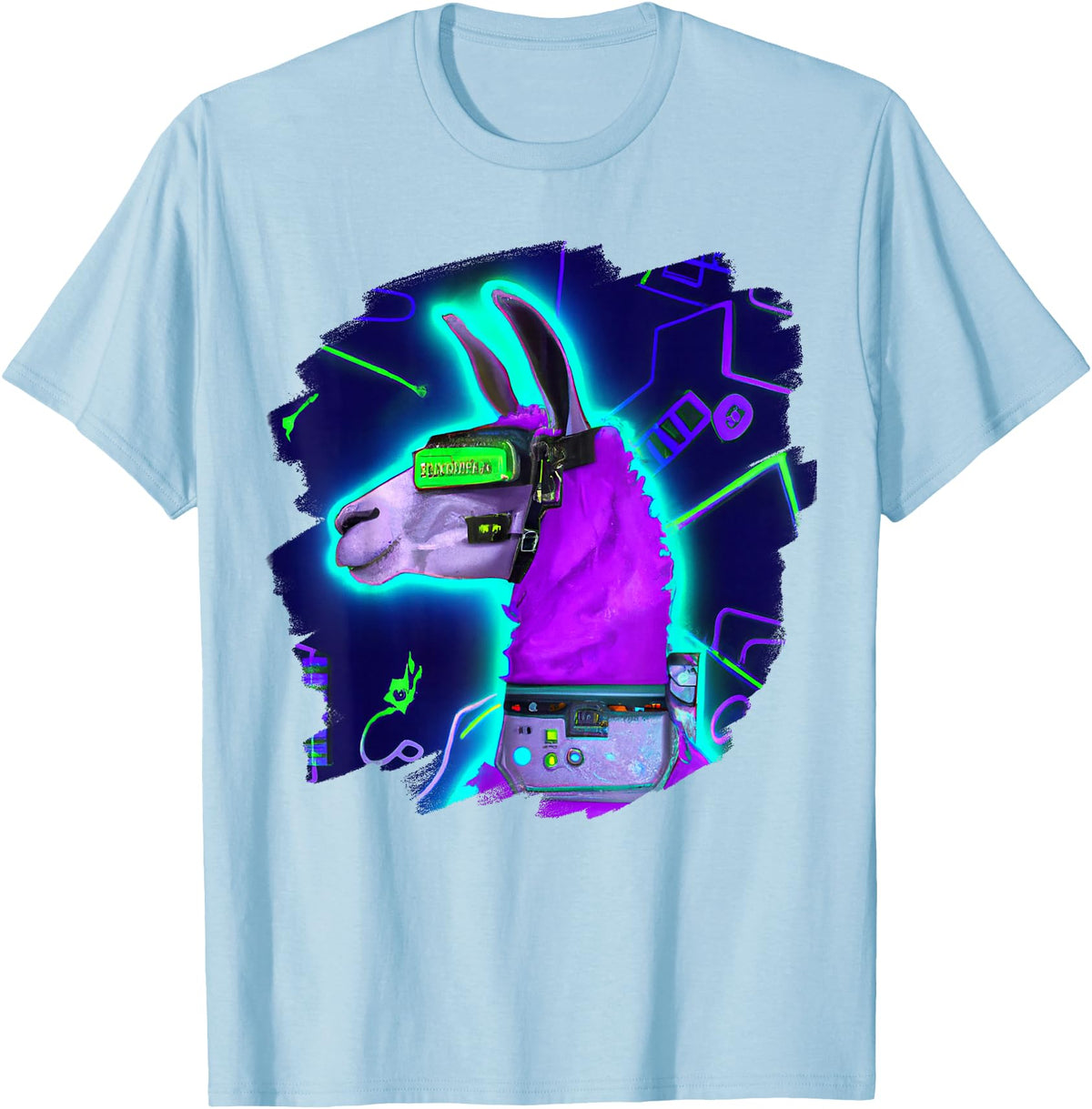 Llama Robot Cyborg Life Apparel Llama Cyborg Robot Llama Cool Artistic Retro Alpacas T-Shirt - Baby Blue