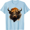 Safari Animal Art Buffalo Animal Print Portrait Bison Nature Artwork T-Shirt - Baby Blue