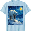 Polar Bear Van Gogh's Starry Night Wildlife Art Van Gogh's Starry Night Polar Bear Ice Bear Animal Lovers T-Shirt - Baby Blue