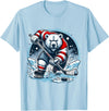 Hockey Player Love Polar Bear Hockey Bear on Ice: A Funny Polar Bear Playing Hockey T-Shirt - Baby Blue