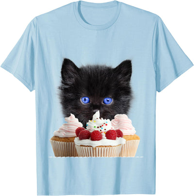The Cake Fairy T-shirts Cute black kitty kitten cat with cup cakes T-Shirt