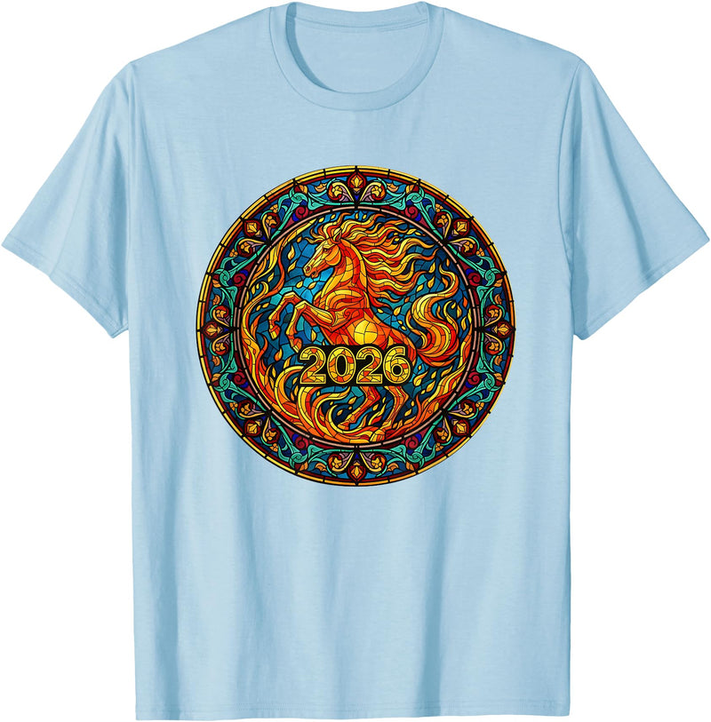 Chinese New Year 2026 Year Of The Fire Horse Lunar 2026 Year of The Fire Horse Chinese New Year Lunar Festival T-Shirt - Baby Blue