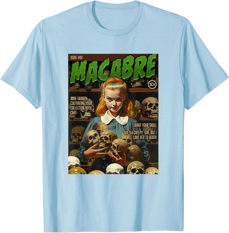 Last Gasp Graphics Skull Collector 1950s Horror Comic Cover T-Shirt - Baby Blue