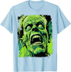 FrightNightFits Classic Horror Green Evil Crazy Scientist Freak Halloween T-Shirt - Baby Blue
