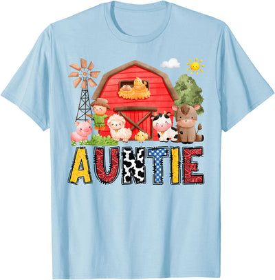 Farm Cow Birthday Boy Party Matching Auntie Matching Family T-Shirt