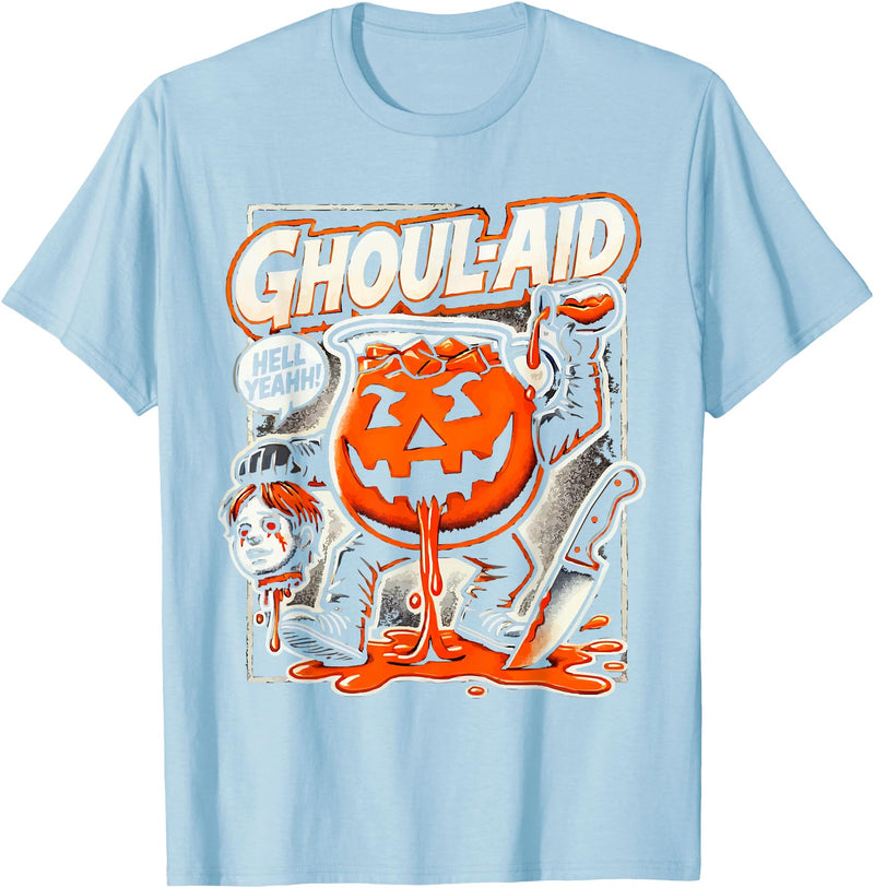 Ghoul Halloween Trick Or Treat SteMi Apparel Halloween Ghoul Lover Spooky Ghost Scary Trick Or Treat T-Shirt - Baby Blue