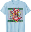 Christmas Sweater Tshirt For Men Women Santa Claus Christmas Family Xmas Ugly Christmas Outfit Merry Pig T-Shirt - Baby Blue