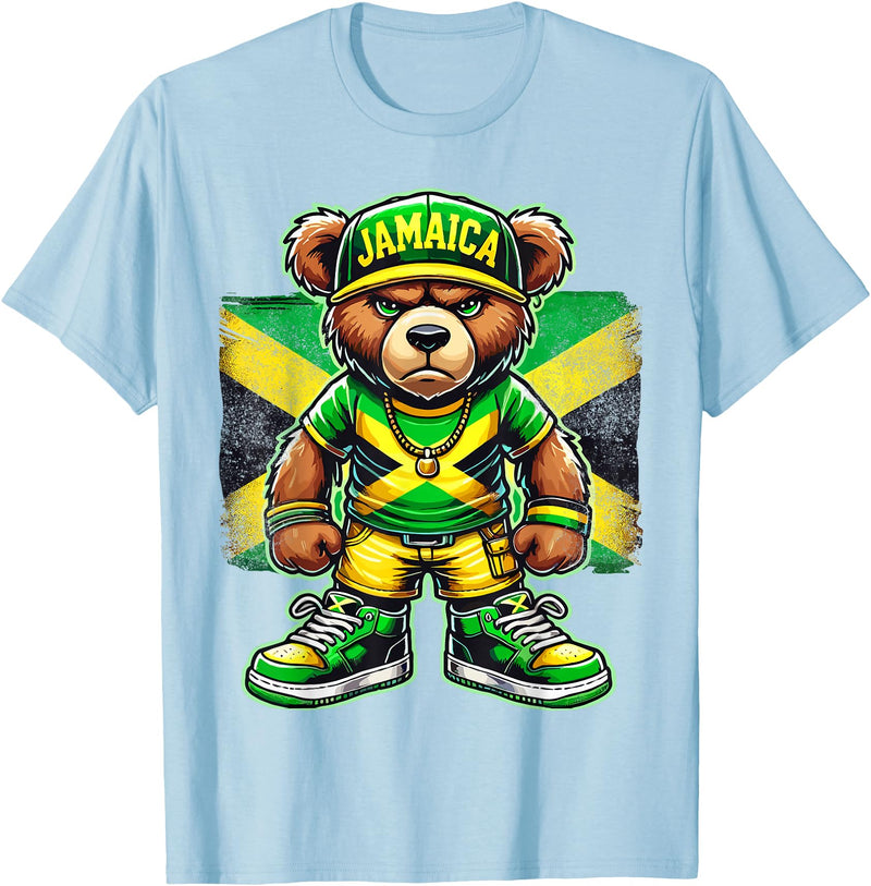 Jamaica Flag Lover Jamaica Flag Teddy Bear Jamaican T-Shirt - Baby Blue