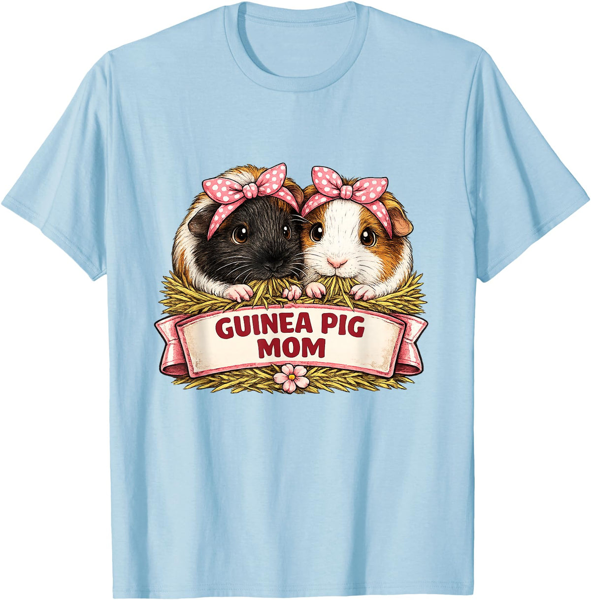 Cute Guinea Pig Mom Cavy Lover Apparel Co Guinea Pig Mom T-Shirt - Baby Blue