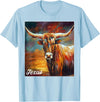 Longhorn Cow Shirts - Longhorn Cattle Gifts - Texas Cattle T-Shirt - Baby Blue