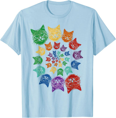 Cat Spectrum Spiral Funny Psychedelic Rainbow Cat Spiral Funny Kitten Lover Men Women T-Shirt