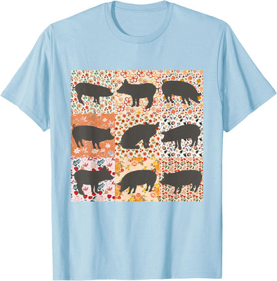 Pig Mom Pig Lover Show Mom Farm Life Farmer Floral Boho Pig T-Shirt