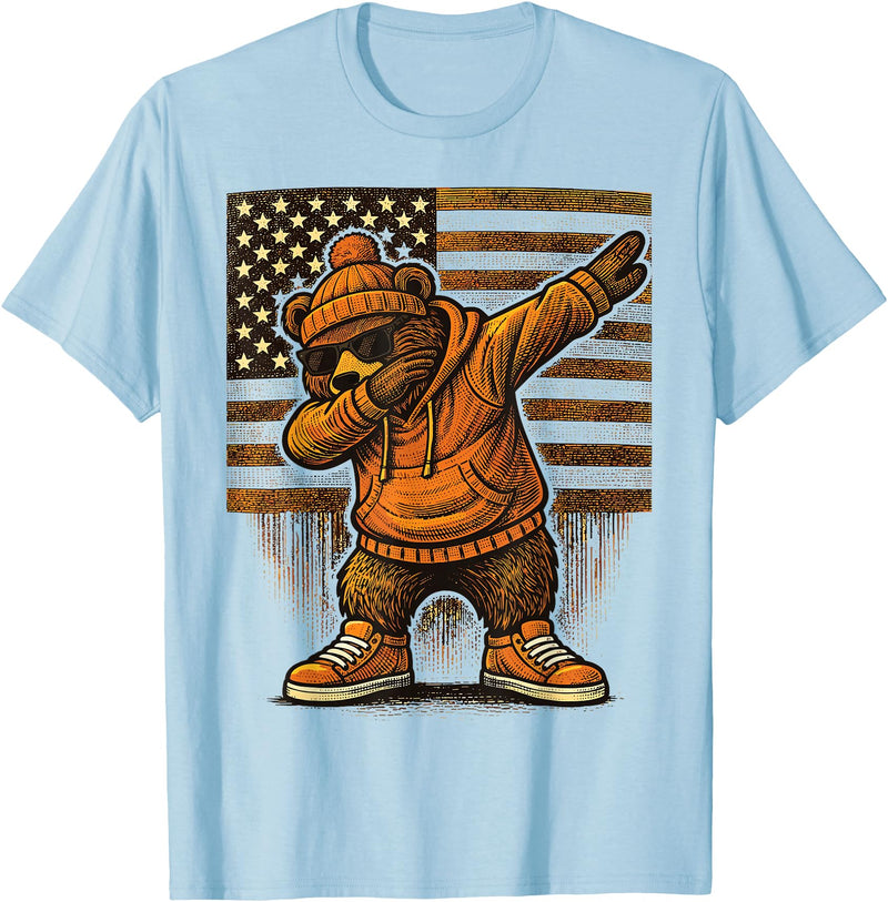 Vintage Dabbing Bear Retro Humor Gift Co Vintage Dabbing Bear Funny Retro Graphic T-Shirt - Baby Blue